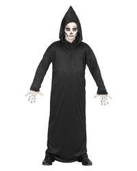 Sensenmann Kostüm Für Kinder – Komplettes Set Mit Sense, Kapuze, Brille & Krähe, Für Halloween & Karneval