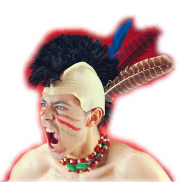 Irokesen Perücke Mohawk mit Federn 