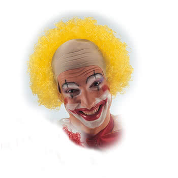 Clown bald with yellow curls 