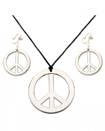 Hippie Peace Necklace & Earrings 