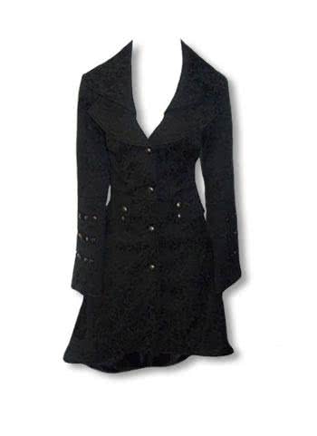 black Gothic Brocade Coat XL 