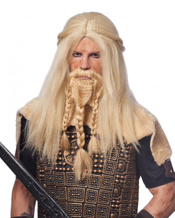 Vikinger Perücke mit Bart Blond 