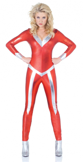 Glittering Space catsuit red M / 38