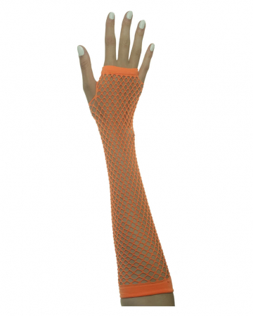 Fingerless fishnet gloves Neon Orange 