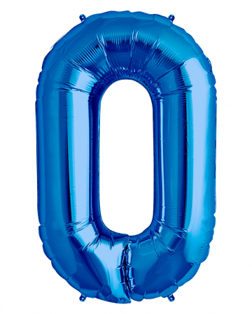 Blauer Folienballon Zahl 0 