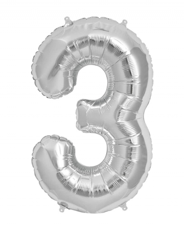 Foil Balloon Number 3 Silver 