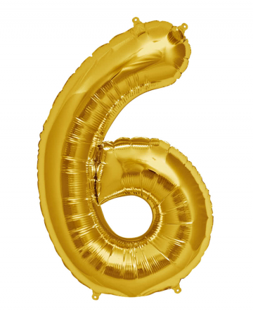 Foil Balloon Number 6 gold 