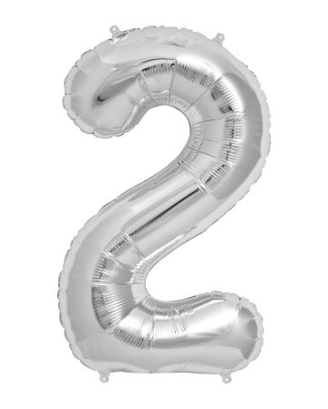 Foil Balloon Number 2 Silver 