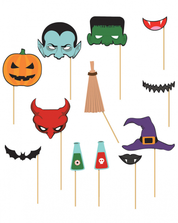 12er Pack Halloween Fotobox Accessoires 