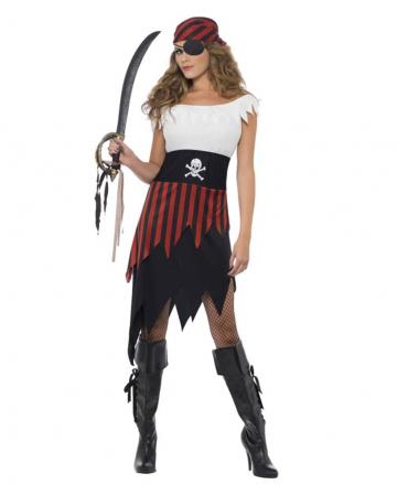 Piratin Kostüm Schwarz-Rot M