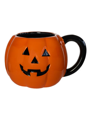 Kürbis-Keramiktasse Mit Deckel & Löffel - Halloween Kaffeetasse, 13cm, Orange, Für Heiße Getränke & Suppe