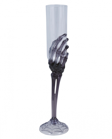 Sektglas mit Schwarzer Skeletthand 25cm 