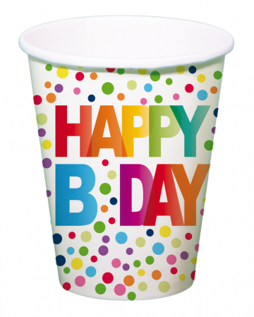 Happy B-Day Paper Cup 8 Pieces 