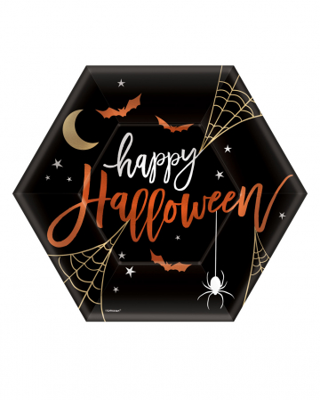 Happy Halloween Hexagon Paper Plate 8 Pcs 