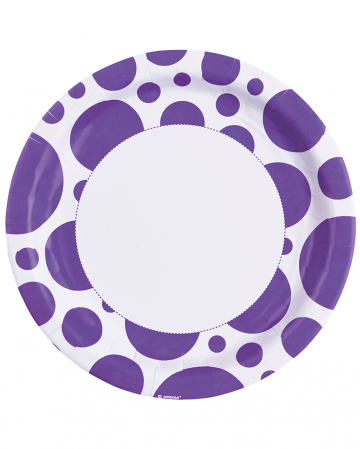 Purple Dots Paper Plates 8 Pc. 
