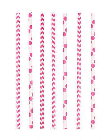 24 Paper Straws Pink 