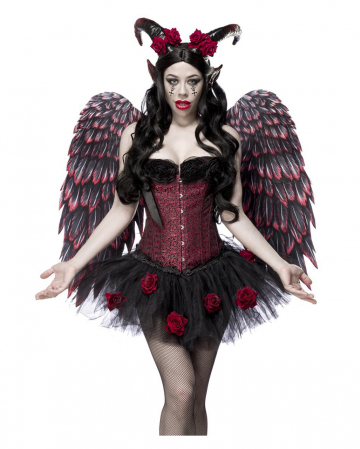 Rosen Teufelin Kostüm mit Flügel 