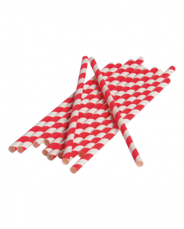 12 Paper Straws Red White 