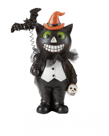 Black Cat In Tuxedo With Witch Hat Figurine 19cm 