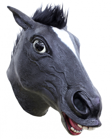 Black horse mask with hair 