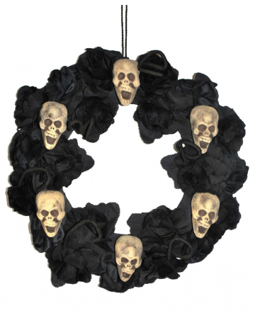 Halloween Dekokranz mit Rosen & Totenschädeln 