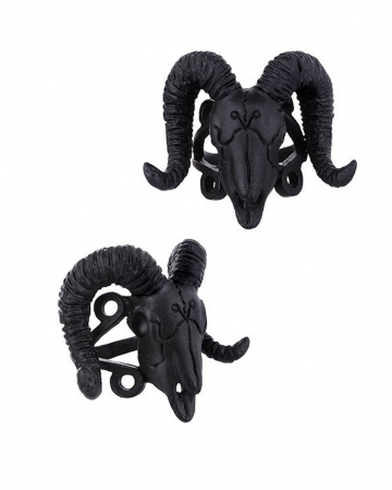 Black Ram Skull Ring 