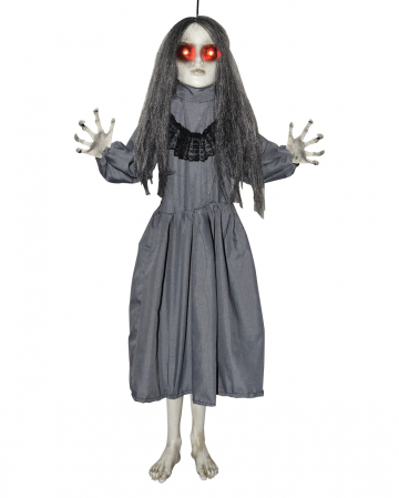 Schwarzes Gothic Mädchen mit leuchtenden Augen Hängefigur 80cm 