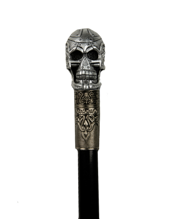 Spazierstock mit Totenkopf Knauf im Roboter Design 