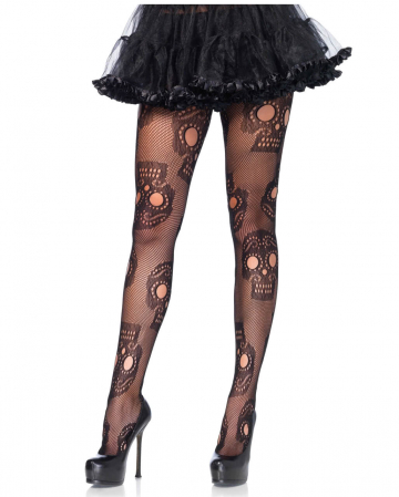 Sugar Skull Mesh Pantyhose 