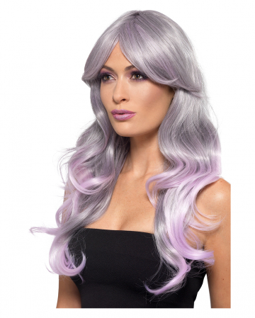 Wavy Ombre Longhair Wig Grey-purple 