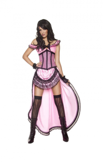 Western Saloon Lady Kostüm pink L