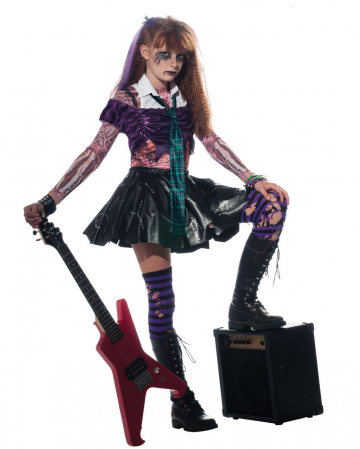 Zombie Punk Rocker Girl Child Costume S German size 104-122