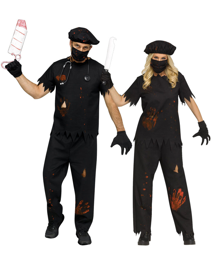 CoolChange Halloween Kostüm Zombie Chirurg – Mit Kittel, Kunstblut & Leichenhand, Größe M
