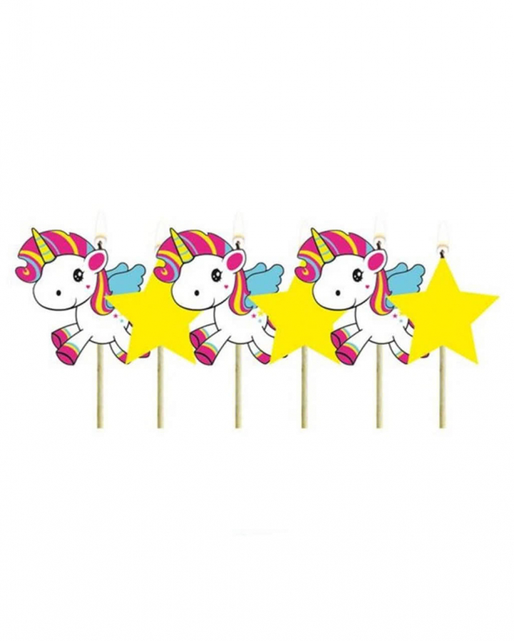 Unicorn Cake Candles 6 pcs. for birthdays Karneval Universe