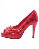 Glitter pumps with bow red 