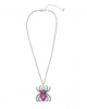 Spinnen Halskette mit lila Strass Steinen 