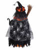 Halloween Hexe mit leuchtendem Kürbis & Katze 68cm 