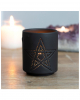 Schwarzer Teelichthalter mit Pentagramm 