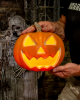 Schauriger Halloween Kürbis mit Beleuchtung 23cm 