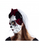 Sugar Skull Mask With Flowers & Veil 