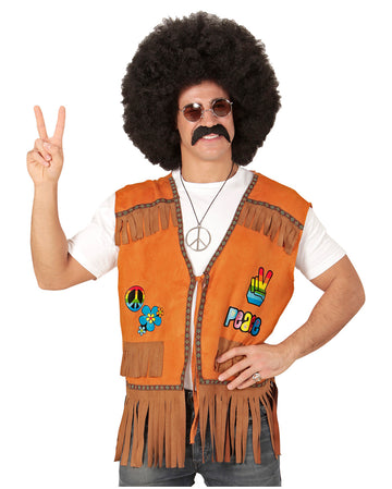 WIDMANN MILANO Hippie Weste – Flower Power, Mit Fransen & Peace-Zeichen – Perfekt Für Karneval, Mottoparty & Reggae-Look