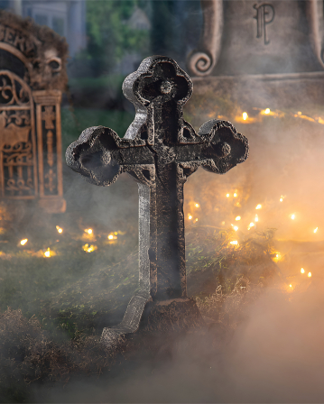 Halloween Grabsteine Set - 4 Stück Wasserfeste Gruseldekoration Mit Lichterketten