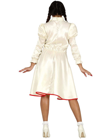 Foxxeo Horror Puppenkleid – Weißes Damen-Kostüm Für Halloween, Karneval & Mottopartys, Größe M
