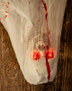 Blutige Spinnenkokon Leiche mit LED Augen & Sound 180cm 