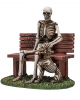 Skelett Figur auf Gartenbank mit Hund 12cm 