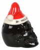 Black Skull With Santa Hat Tea Light Holder 