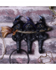 3 Kätzchen mit Hexenhut als Schlüsselbrett 