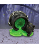 Schwarze Katze mit umgefallenem Hexenkessel 8,7cm 