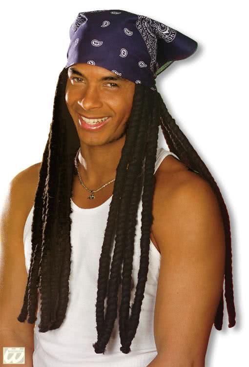 Blue bandana with black dreadlocks Blue Bandana Rasta look
