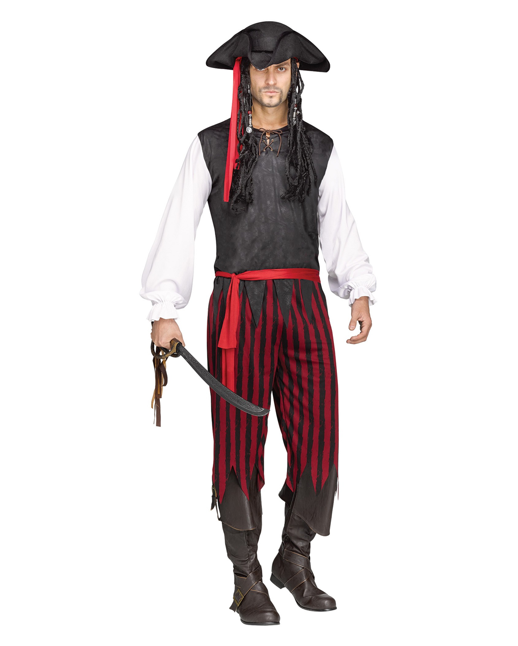 Männer Pirat Piraten Hut Seeräuber Perücke  Karneval Fasching 